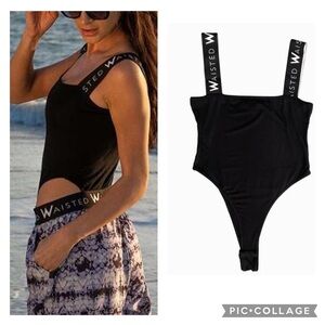 NWT- ELLE ELASTIC BAND BODYSUIT BLACK Various sizes.